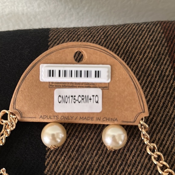 Multi Strand Pearl/Turquoise Necklace and Earrings Set NWT - Picture 6 of 6